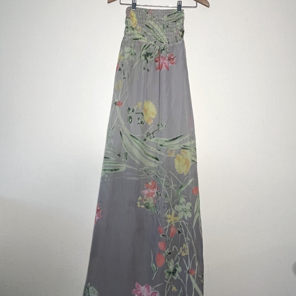 Old Navy Floral Maxi Dress Strapless Tube Lined Gray Multicolor Women’s Size XS